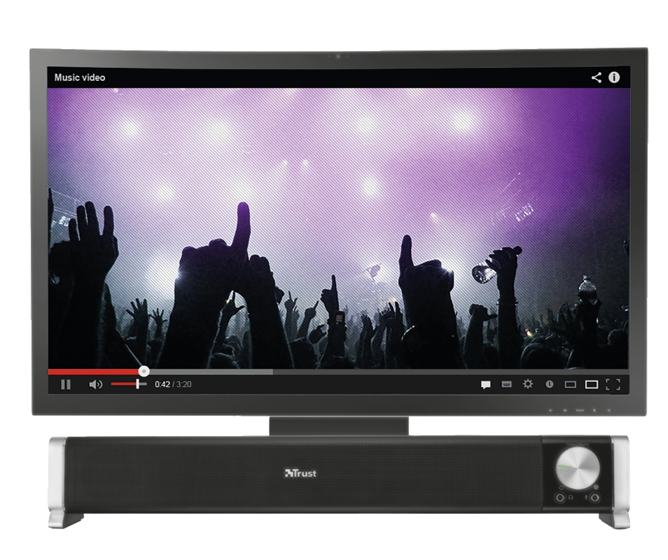 Soundbar Trust Asto, 6W RMS, 3.5mm, USB, Controle de Volume, Preto