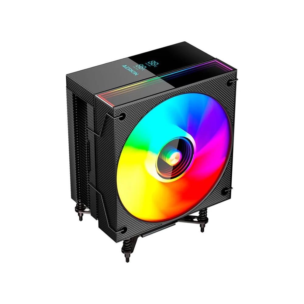 Air Cooler Aerion Titan Black, 120mm, RGB, Display Digital, 4 Heatpipes 6mm, Preto