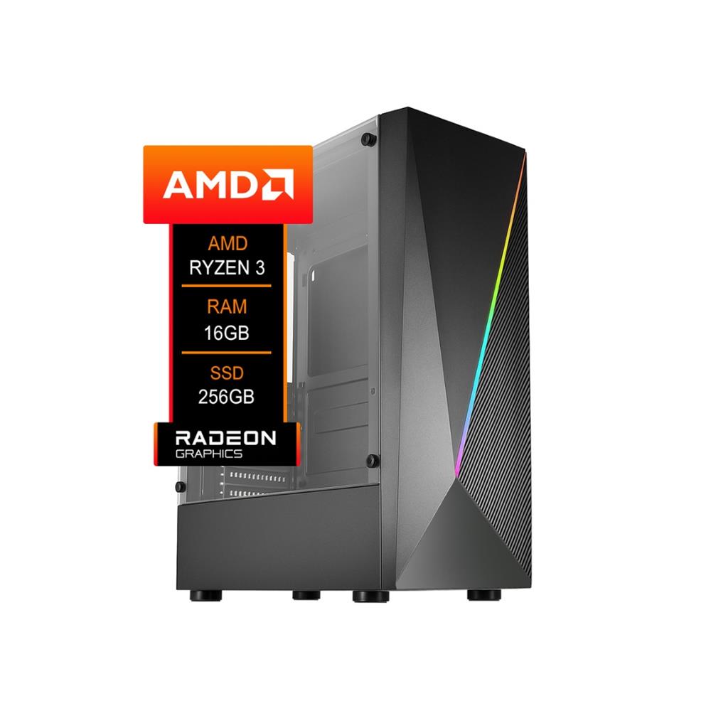 Pc Gamer AMD, Ryzen 3 3200G, Chipset A520, 16GB (2x8GB) DDR4, SSD NVMe 256GB, 450W