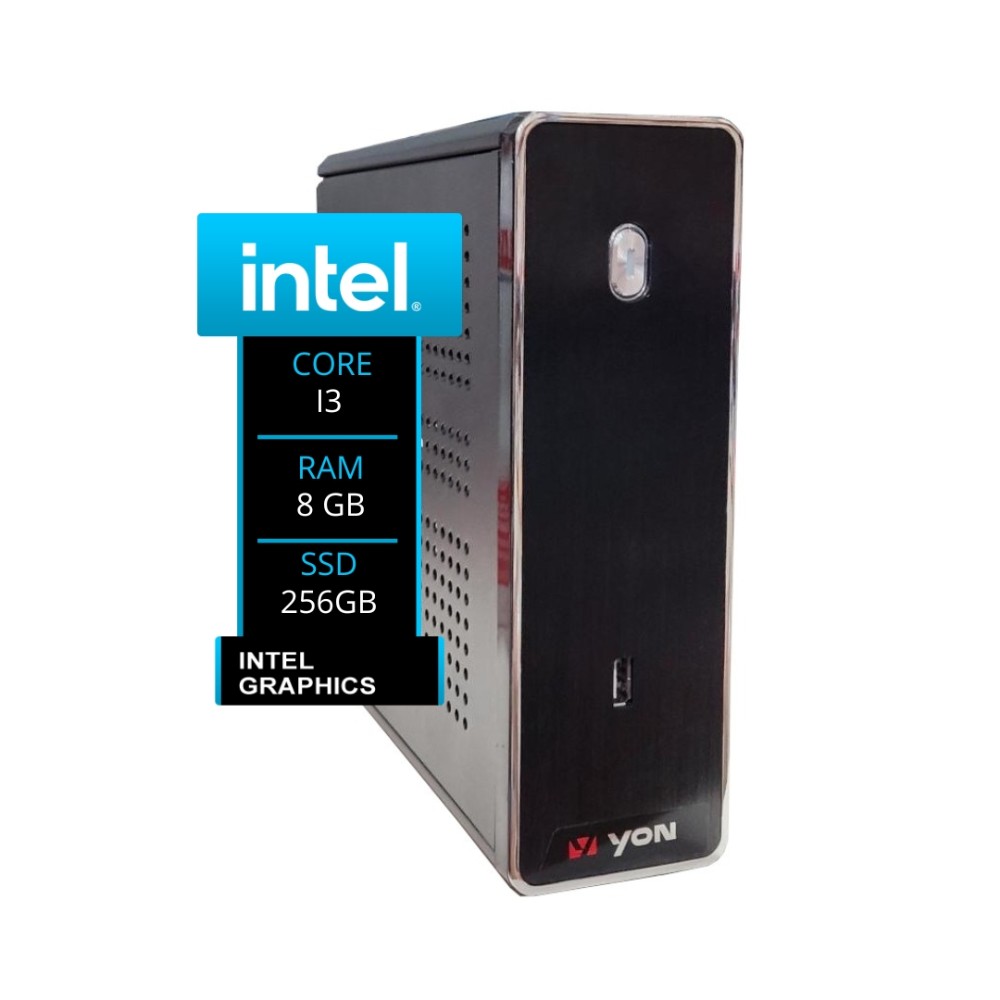 Computador Mini PC YON Intel Core i3-12100 8GB DDR4 SSD NVMe 256GB Mini ITX, Preto