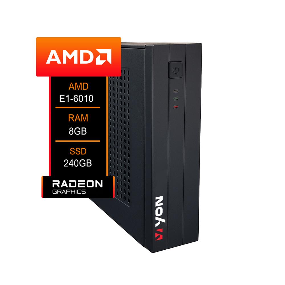 Computador YON ITX A68N, AMD E1-6010, 8GB DDR3, SSD Sata 240GB