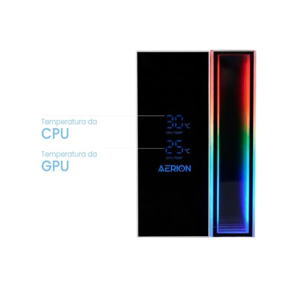 Air Cooler Aerion Titan, 120mm, LED RGB, Display Digital, 4 Heatpipes 6mm, Branco