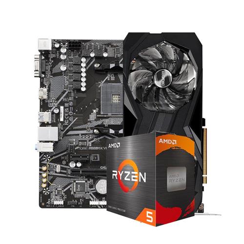 Kit Upgrade, AMD Ryzen 5 5500 + Placa Mãe Gigabyte A520M K V2, Chipset A520 + Placa de Vídeo ASRock Radeon RX 6600 Challenger D, 8GB