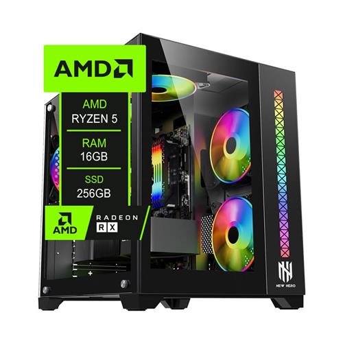 PC Gamer Chipart, AMD Ryzen 5 5500, Chipset A520, 16GB (2x8) DDR4, SSD NVMe 256GB, Placa de Vídeo RX 6600, 3 fans