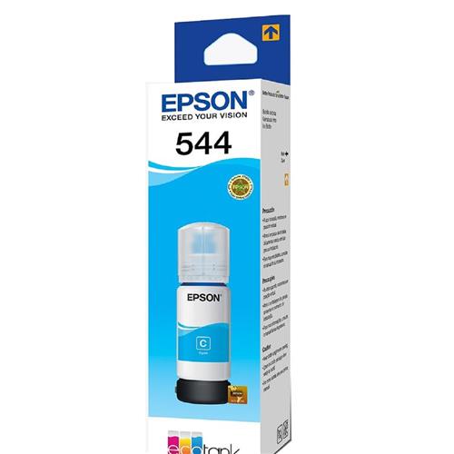 Refil de tinta EPSON T544, 65mL, Compatível com L3110/3150, Rendimento 7500 Páginas, Ciano