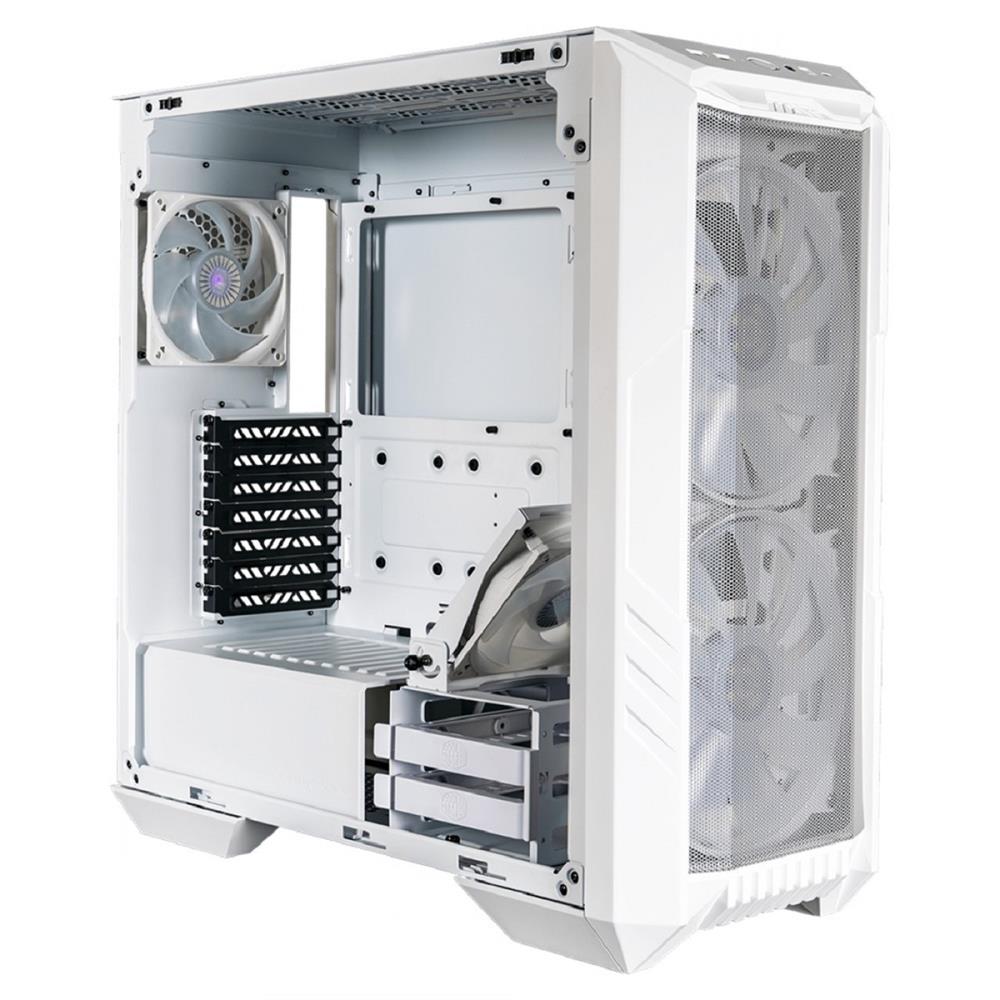 Gabinete Gamer Cooler Master HAF 500, Mid Tower, Vidro Temperado, Sem Fonte, Com 4 Fans ARGB, Branco
