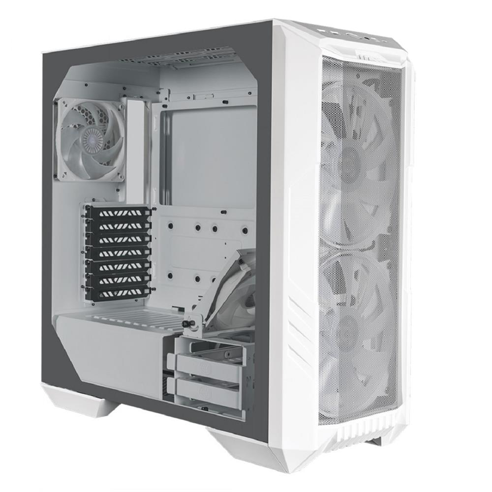 Gabinete Gamer Cooler Master HAF 500, Mid Tower, Vidro Temperado, Sem Fonte, Com 4 Fans ARGB, Branco