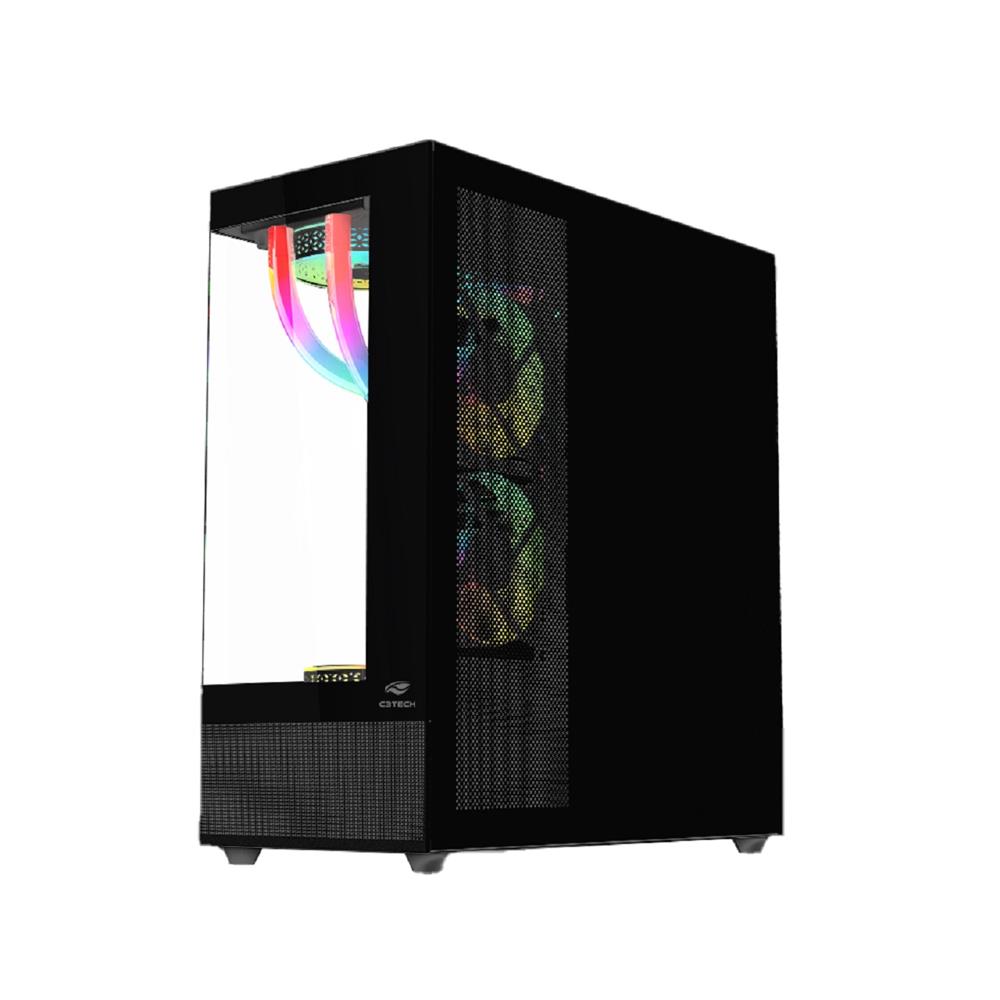 Gabinete Gamer C3Tech MT-G850BK, Mid Tower, Vidro Temperado, Sem Fonte, Sem Fan, Preto