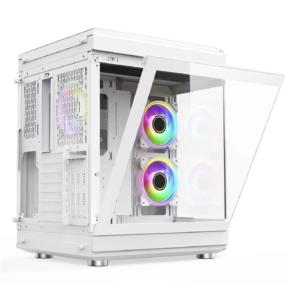 Gabinete Gamer Liketec Unreal Snow, Cube Desing, Mid Tower, Vidro Temperado, Sem Fonte, Sem Fans, Branco