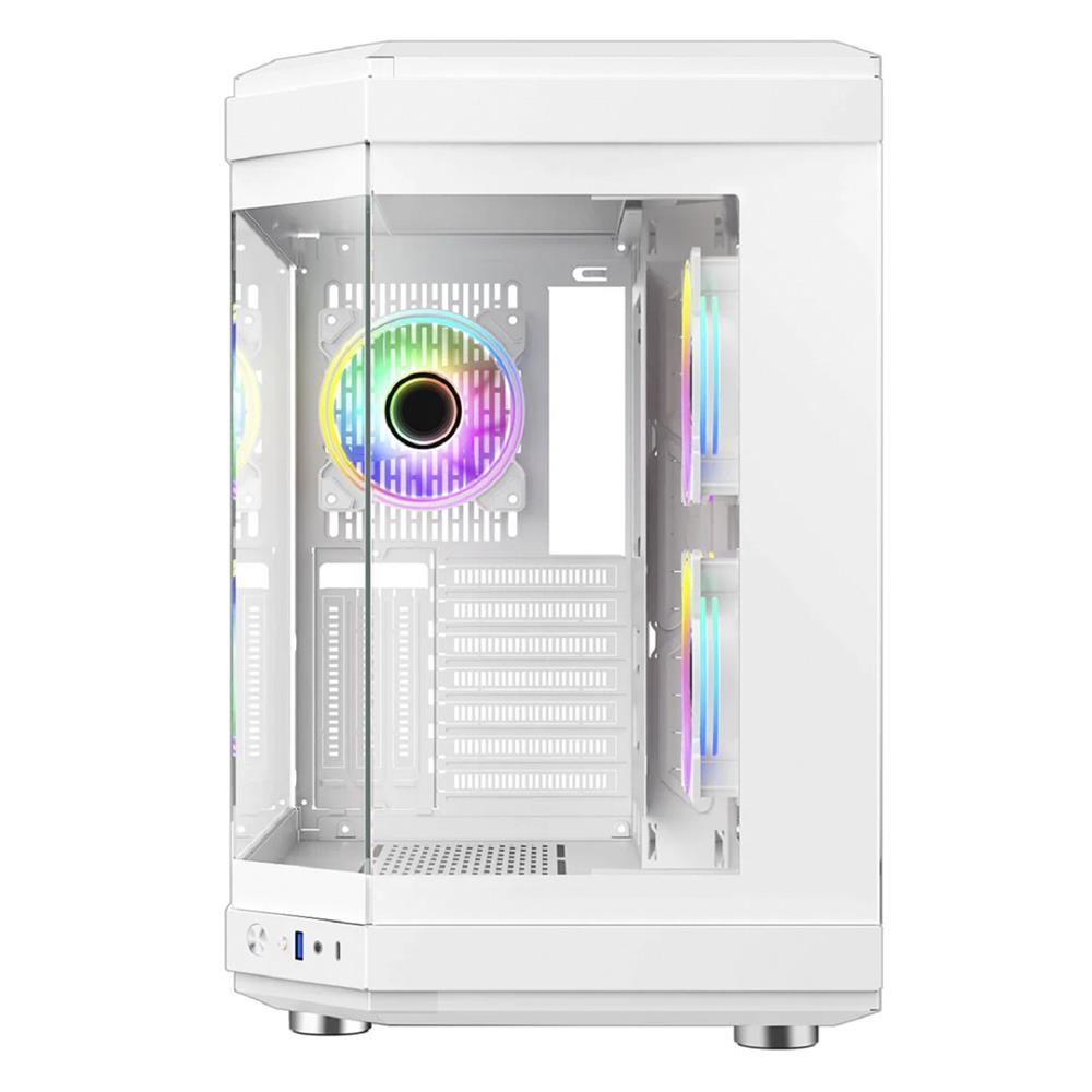 Gabinete Gamer Liketec Unreal Snow, Cube Desing, Mid Tower, Vidro Temperado, Sem Fonte, Sem Fans, Branco