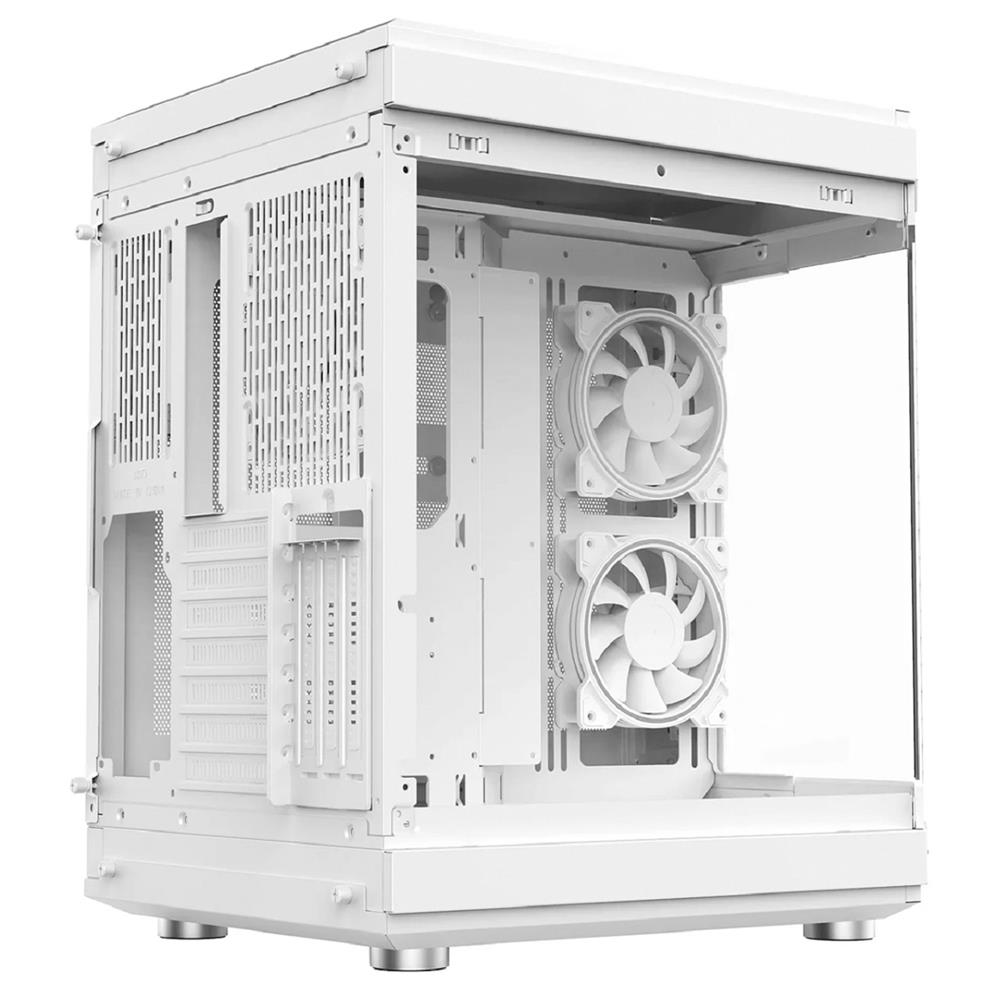 Gabinete Gamer Liketec Unreal Snow, Cube Desing, Mid Tower, Vidro Temperado, Sem Fonte, Sem Fans, Branco
