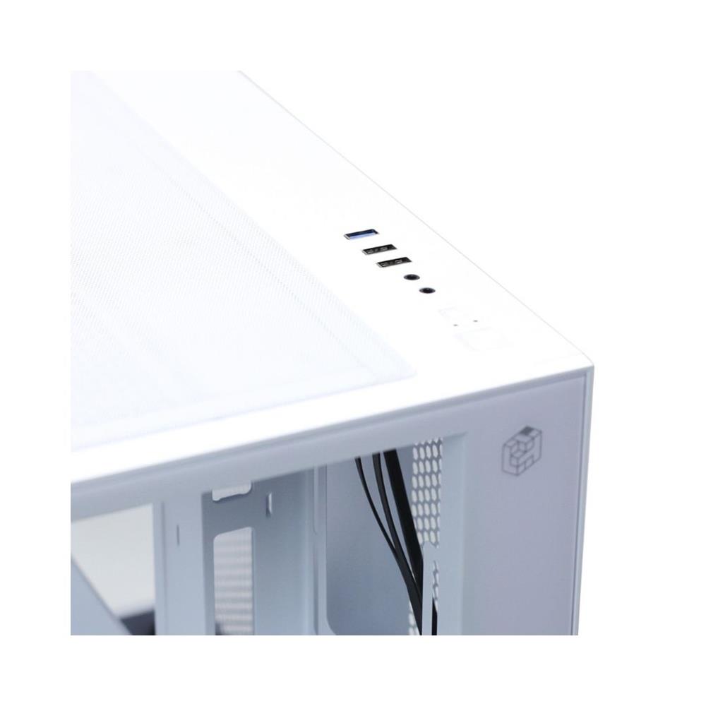 Gabinete Gamer Liketec Cube Kirra Snow, RGB, Mid Tower, Vidro Temperado, mATX, Branco, Sem Fonte, Com 4 Fans