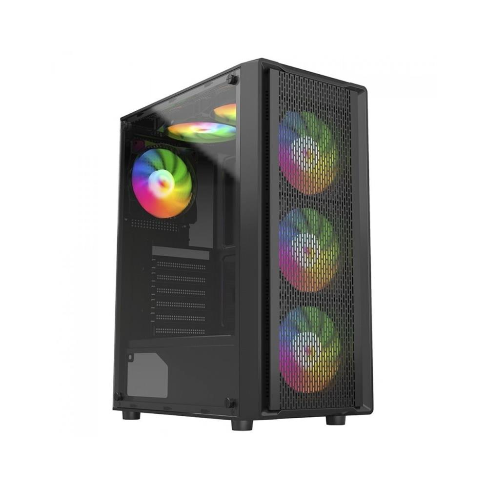 Gabinete Gamer Liketec Storm Mesh, Mid Tower, Vidro Temperado, Preto, Sem Fonte, Com 3 Fans