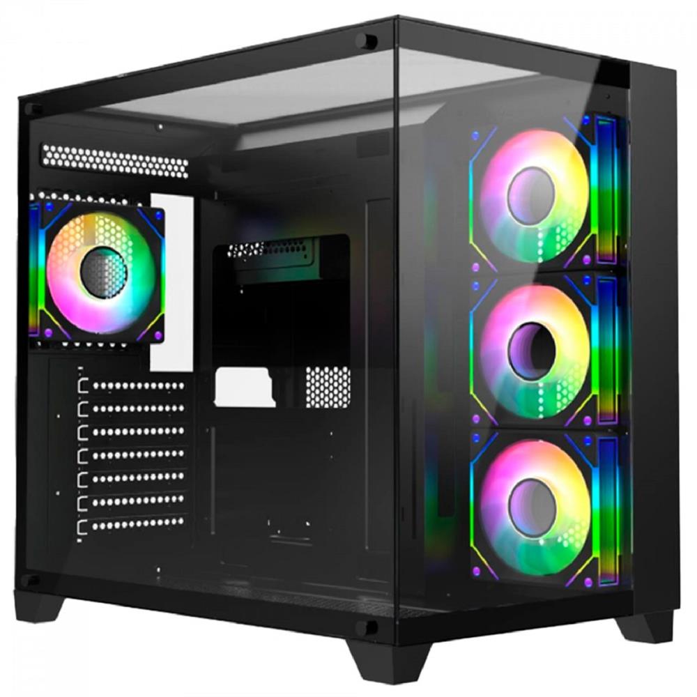 Gabinete Gamer Liketec Zeus Pro Glass, Mid Tower, Vidro Temperado, ATX, Black LC-CB3X3-ZEUS-2089
