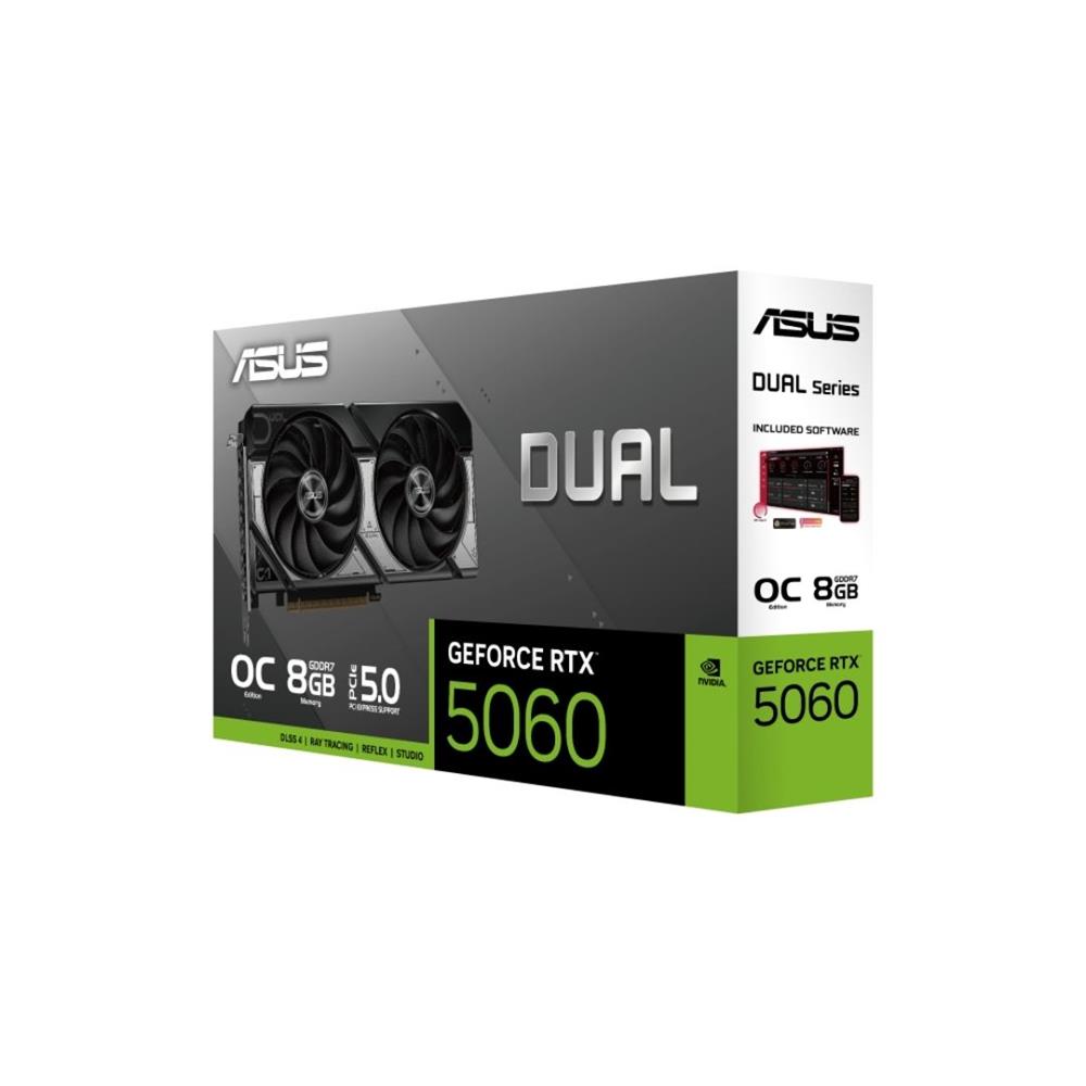 Placa de vídeo ASUS Dual RTX 5060 OC 8 GB, GDDR7, Boost 2, 565 MHz, Preto