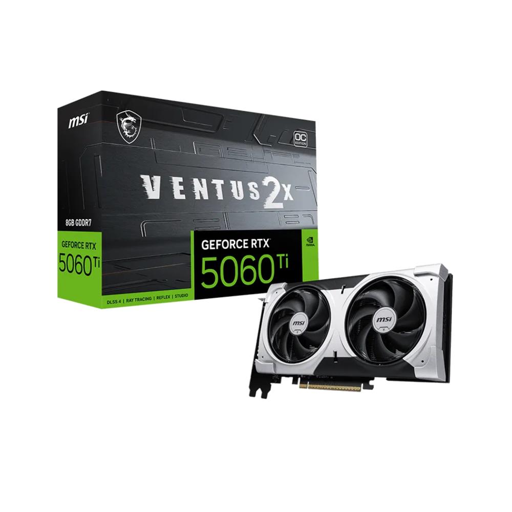 Placa de Vídeo MSI GeForce, RTX 5060 Ti, Ventus 2X OC Plus, 8GB, GDDR7, PCIe 5.0