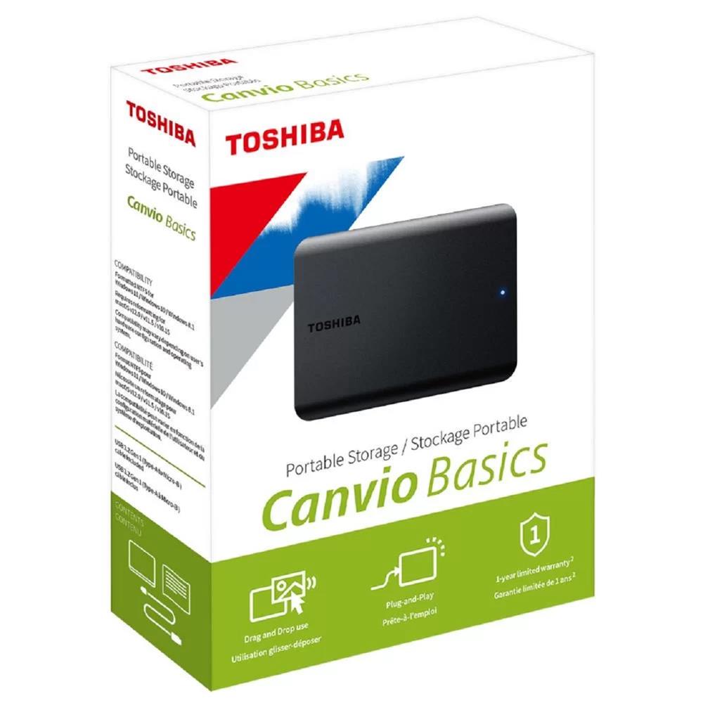 HD Externo Toshiba Canvio Basics, 1TB, USB 3.0, Preto, HDTB510XK3AA