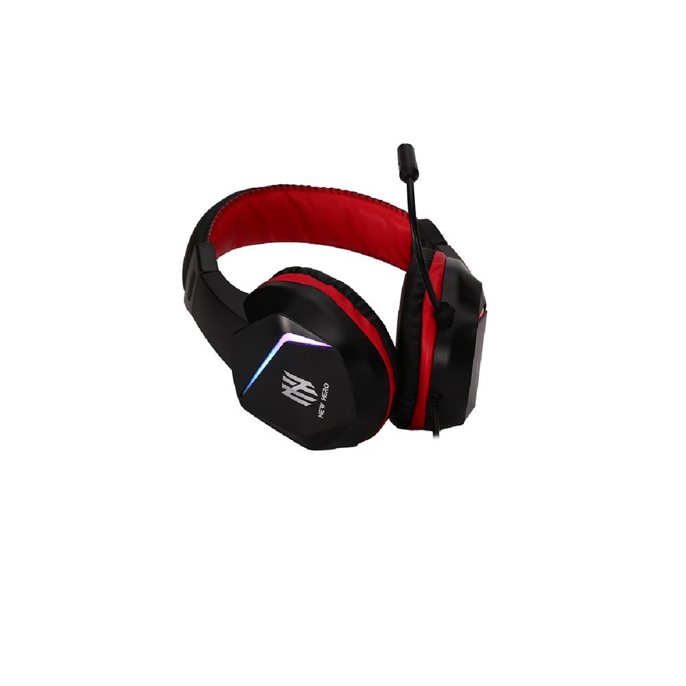 Headset Gamer New Hero Ultron, RGB, 3.5mm, Drivers de 40mm, Múltiplas Plataformas, Preto e Vermelho