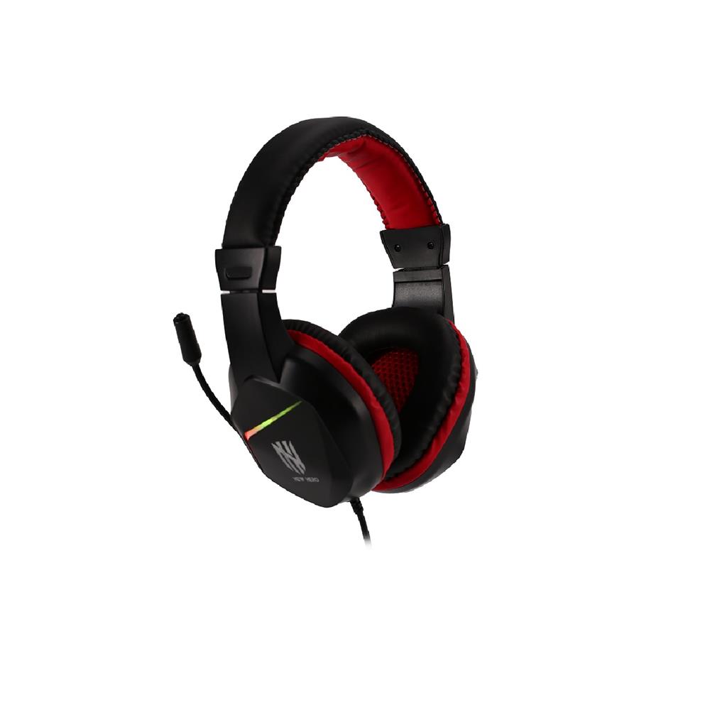 Headset Gamer New Hero Ultron, RGB, 3.5mm, Drivers de 40mm, Múltiplas Plataformas, Preto e Vermelho