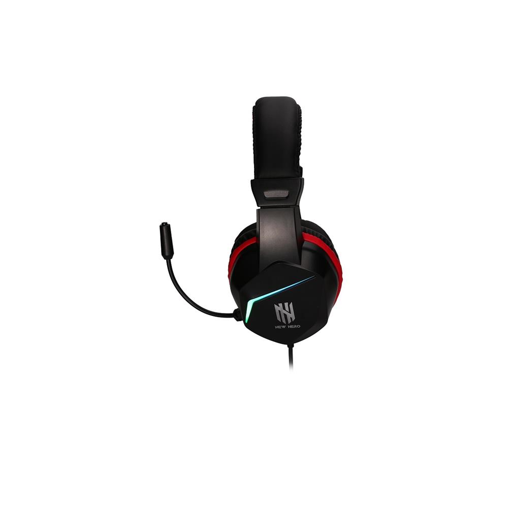 Headset Gamer New Hero Ultron, RGB, 3.5mm, Drivers de 40mm, Múltiplas Plataformas, Preto e Vermelho