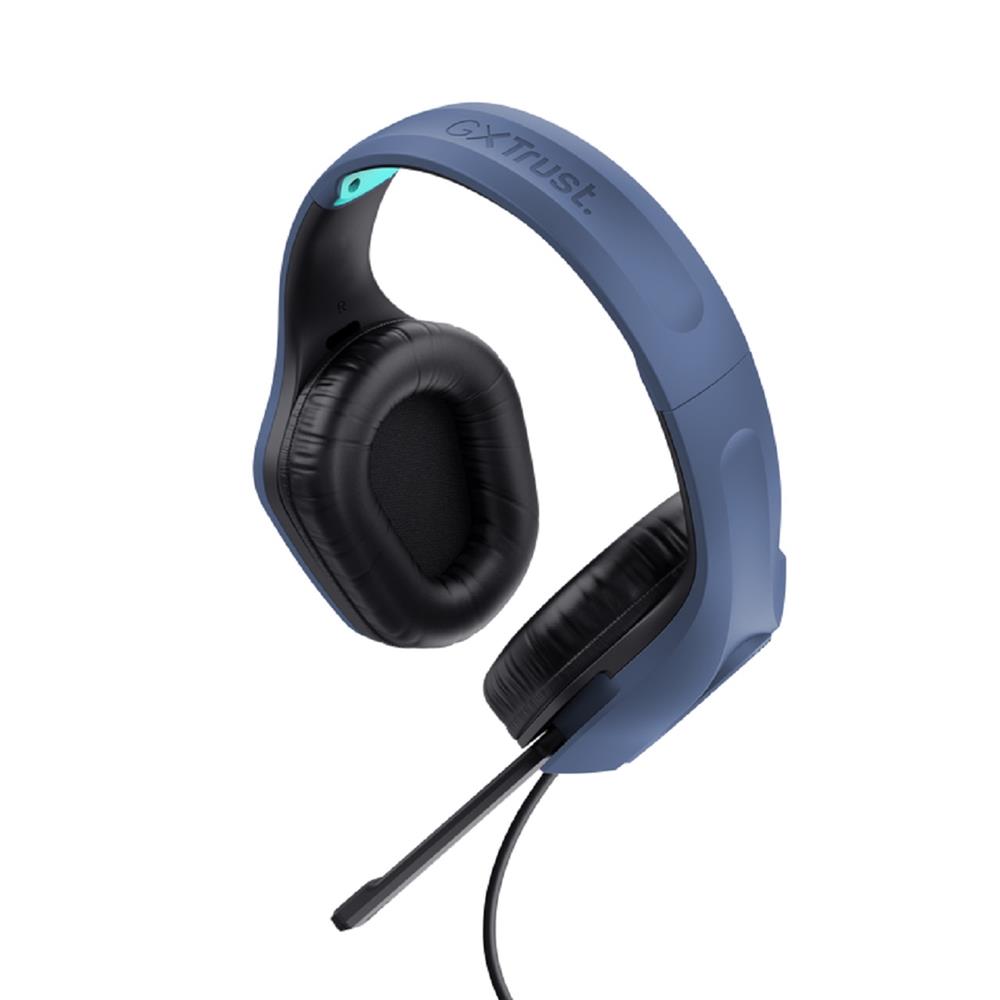 Headset Gamer Trust GXT 415B Zirox, Com Fio, Microfone, ABS, Couro Sintético, Azul
