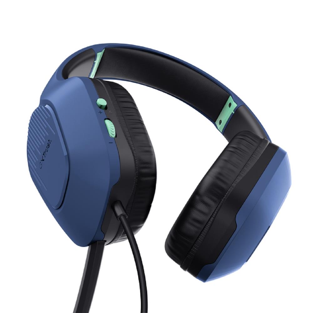 Headset Gamer Trust GXT 415B Zirox, Com Fio, Microfone, ABS, Couro Sintético, Azul