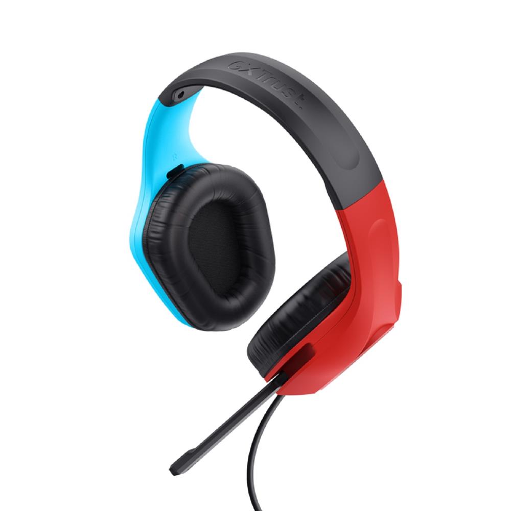 Headset Gamer Trust GXT 416S Zirox, Com Fio, ABS, Microfone, Couro Sintético, Azul e Vermelho