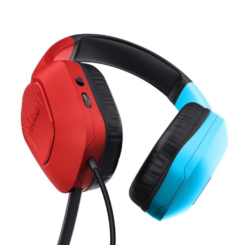 Headset Gamer Trust GXT 416S Zirox, Com Fio, ABS, Microfone, Couro Sintético, Azul e Vermelho