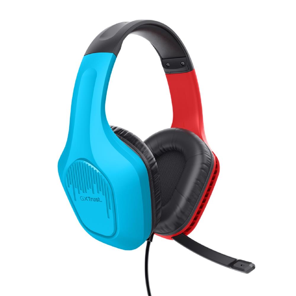 Headset Gamer Trust GXT 416S Zirox, Com Fio, ABS, Microfone, Couro Sintético, Azul e Vermelho