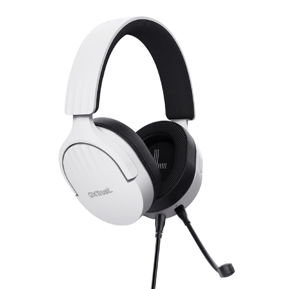 Headset Gamer Trust GXT 489P FAYZO, Com Fio, Microfone, ABS, Couro Sintético, Branco