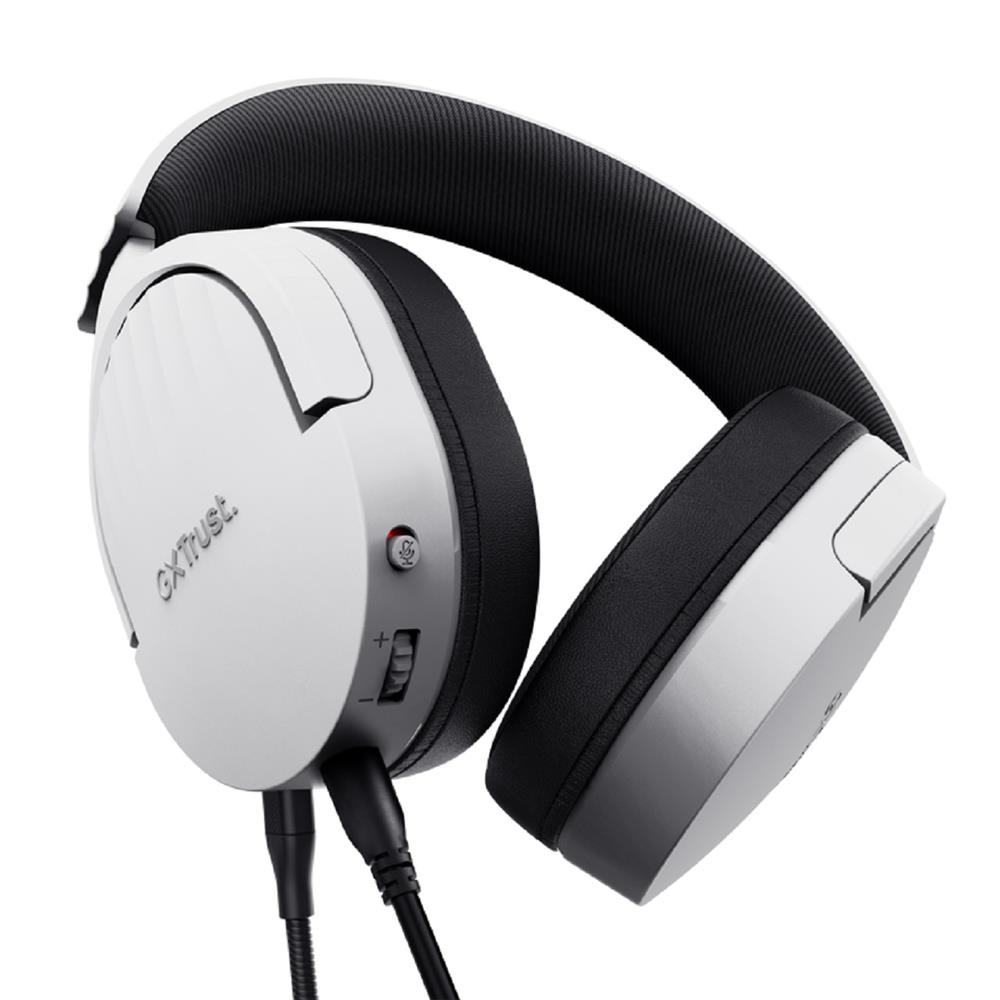 Headset Gamer Trust GXT 489P FAYZO, Com Fio, Microfone, ABS, Couro Sintético, Branco