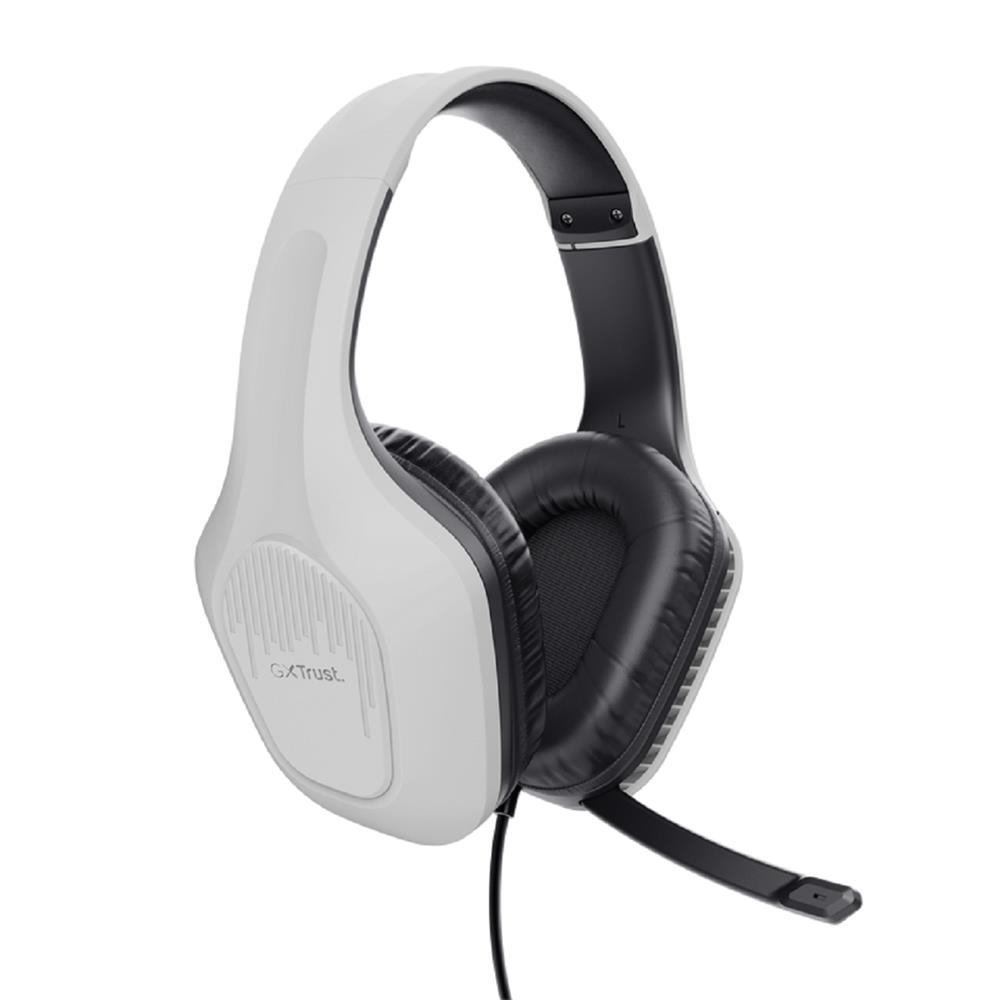 Headset Gamer Trust GXT 415W Zirox, Com Fio, Microfone, ABS, Couro Sintético, Branco