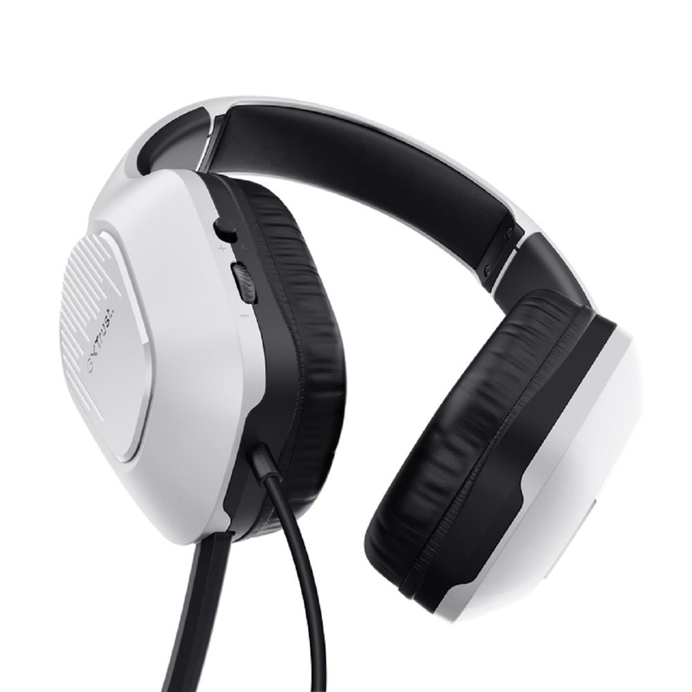 Headset Gamer Trust GXT 415W Zirox, Com Fio, Microfone, ABS, Couro Sintético, Branco