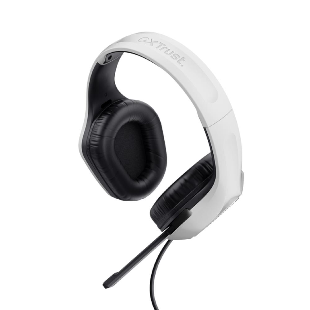 Headset Gamer Trust GXT 415W Zirox, Com Fio, Microfone, ABS, Couro Sintético, Branco