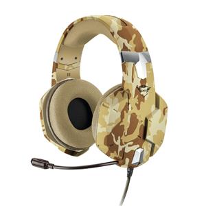 Headset Gamer Trust GXT 322D Carus , Drivers 50mm , 3.5mm , Múltiplas Plataformas , Over-ear , Bege Camuflado Deserto