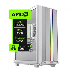 PC Gamer Chipart , AMD Ryzen 3 4100 , Chipset A520M , 16GB DDR4 , SSD NVMe 500GB , RX 550 4GB , 2 Fans