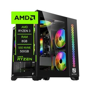 PC Gamer Chipart , AMD Ryzen 3 5300G , Chipset A520 , 8GB DDR4 , SSD NVMe 500GB , 5 Fans