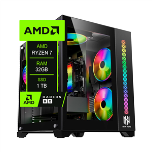 PC Gamer Chipart , AMD Ryzen 7 5700X , Chipset B550M , 32GB DDR4 , RX 7600 , SSD 1 TB , Water