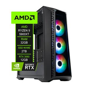 PC Gamer Chipart , AMD Ryzen 9-5900XT , Chipset B550 , 32GB (2x16) DDR4 4000 MHz , SSD NVMe 2TB , RTX 3060 , Water cooler 240 mm
