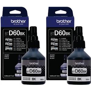 Caixa Com 2 Garrafas tinta Brother InkTank BTD60BK Preto 108 ml
