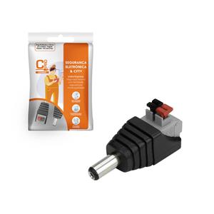 Plug Borne P4 Macho 2,1x5,5mm Engate Rápido Kit 2 Peças Connect Pro , Preto