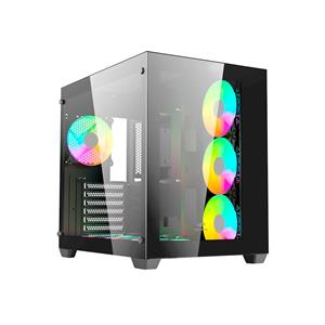 Gabinete Gamer C3Tech Aquarius , Mid Tower , Vidro Temperado , ATX , Black , Sem Fonte , Sem Fan