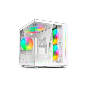 Gabinete Gamer C3Tech Aquarius , Mini Tower , Vidro Temperado , M-ATX , White , Sem Fonte , Sem Fan