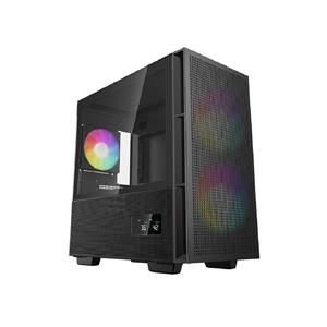 Gabinete Gamer DeepCool CH360 Digital , ARGB , Mini Tower , Display Digital , Vidro Temperado , Sem Fonte , Com 3 Fans , Preto