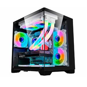 Gabinete Gamer K-Mex Space Aqua CG-10KN , Mini Tower , Vidro Temperado , Sem Fonte , Sem Fan , Preto
