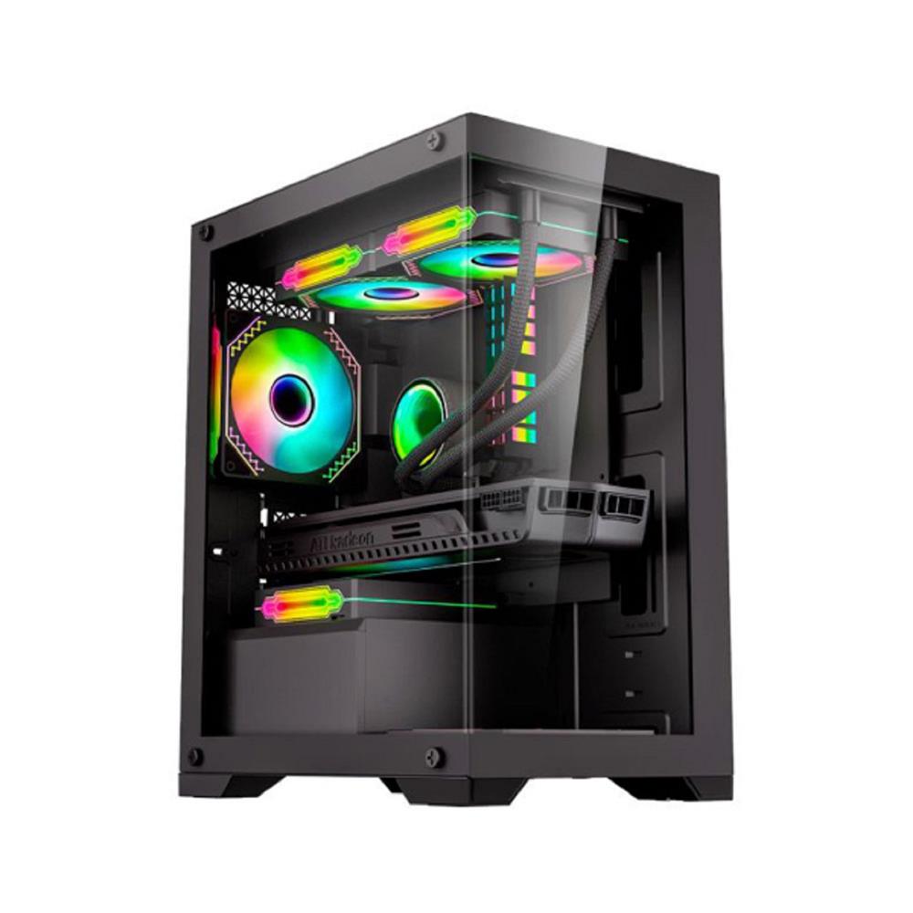Gabinete Gamer K-Mex Poseidon CG-12H5 , Mid Tower , Vidro Temperado , Sem Fonte , Sem Fan , Preto