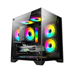 Gabinete Gamer K-Mex Space Aqua II CG-QN24 , Mini Tower , Vidro Temperado , Sem Fonte , Sem Fan , Preto