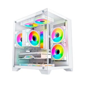 Gabinete Gamer K-Mex Space Aqua II CG-WN24 , Mini Tower , Vidro Temperado , Sem Fonte , Sem Fan , Branco