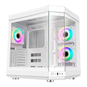 Gabinete Gamer Liketec Unreal Snow , Cube Desing , Mid Tower , Vidro Temperado , Sem Fonte , Sem Fans , Branco