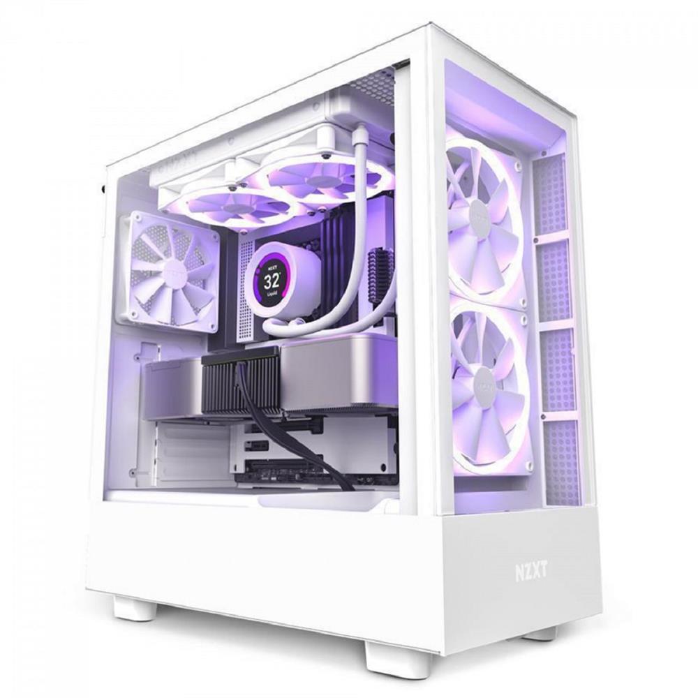 Gabinete Gamer NZXT H5 Elite , Mid Tower , Vidro Temperado , Sem Fonte , Com 3 Fans RGB , Branco